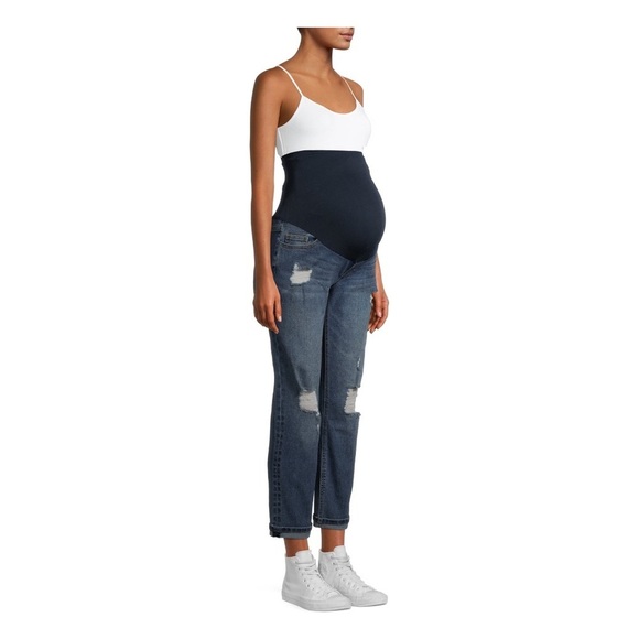 Denim - Women's Maternity Boyfriend Jeans with Full Panel